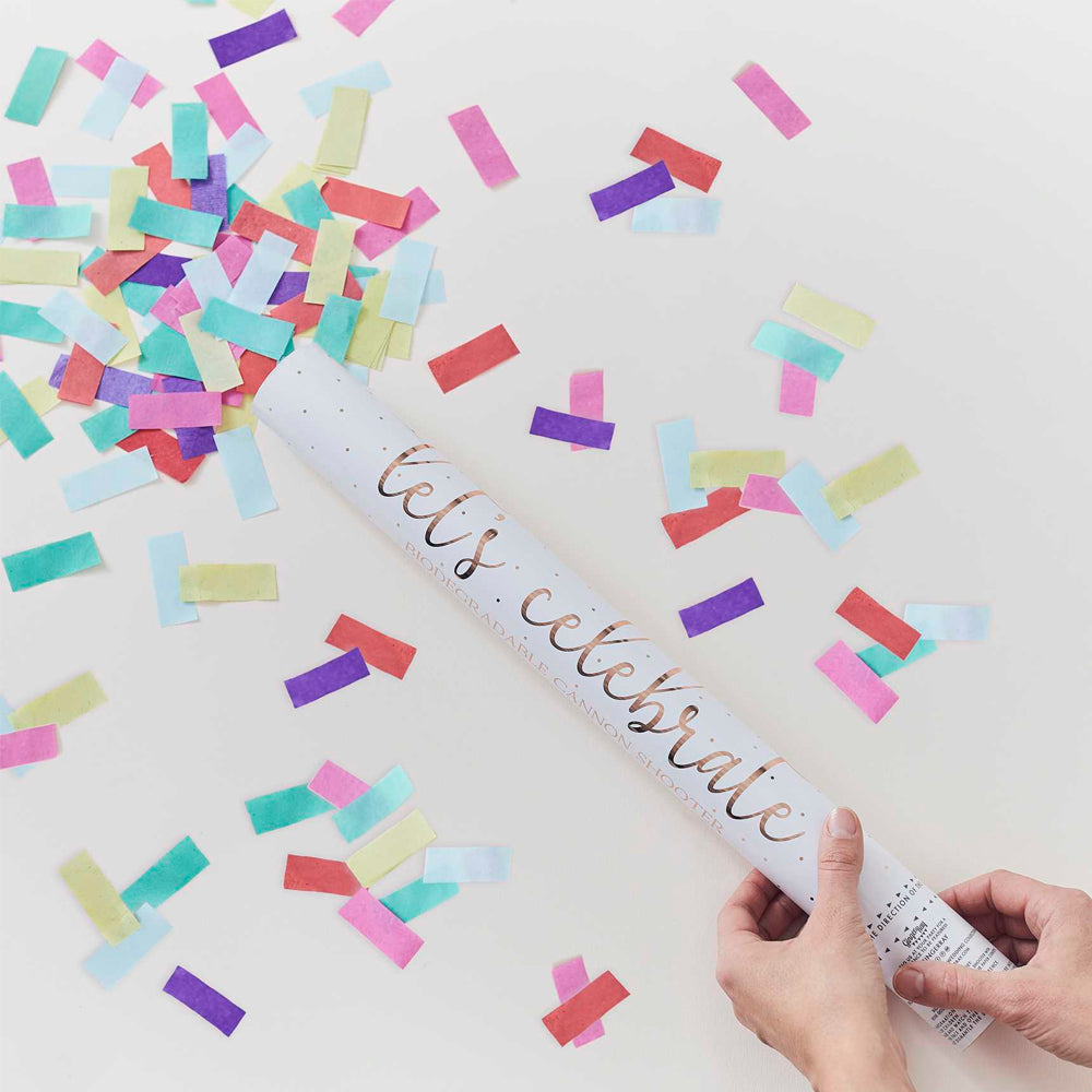 Large Rainbow Biodegradeable Confetti Cannon - 50cm