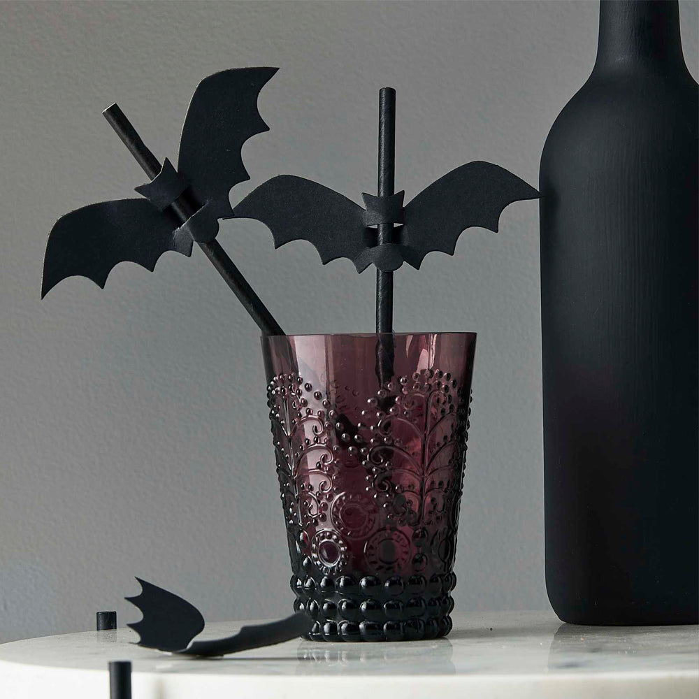 Halloween Bat Paper Straws - Pack of 16