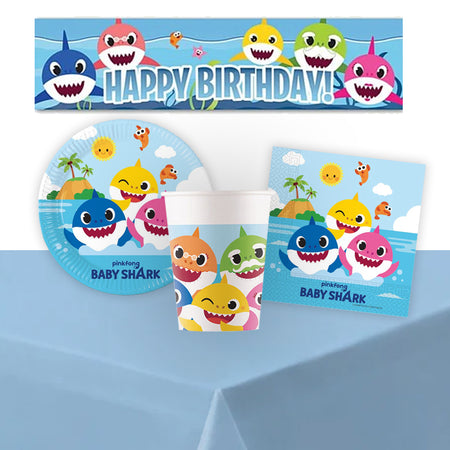 Baby Shark Tableware Pack for 8 with FREE Banner!