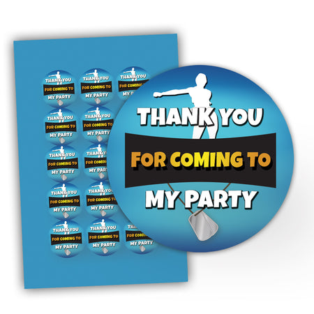 Battle Royale Thank You For Coming To My Party Round Stickers - 5cm - Sheet of 15