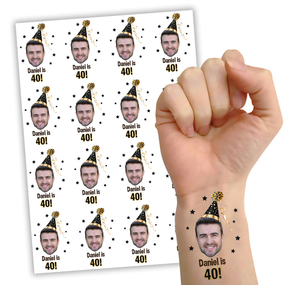 Birthday Personalised Photo Temporary Tattoos - Pack of 16