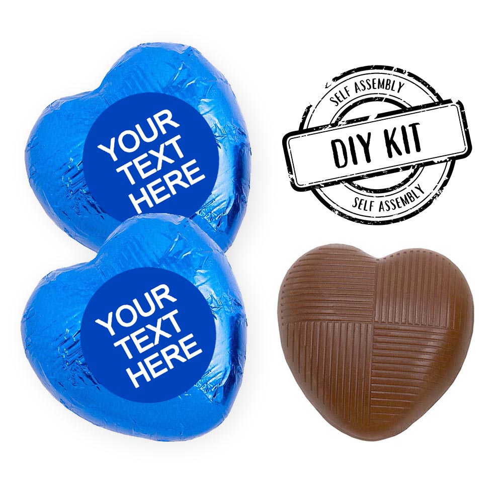 Personalised Heart Chocolates Kit - Royal Blue - Pack of 24