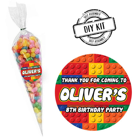 Building Blocks Personalised Sweet Cones Favour Kit - Pack of 15