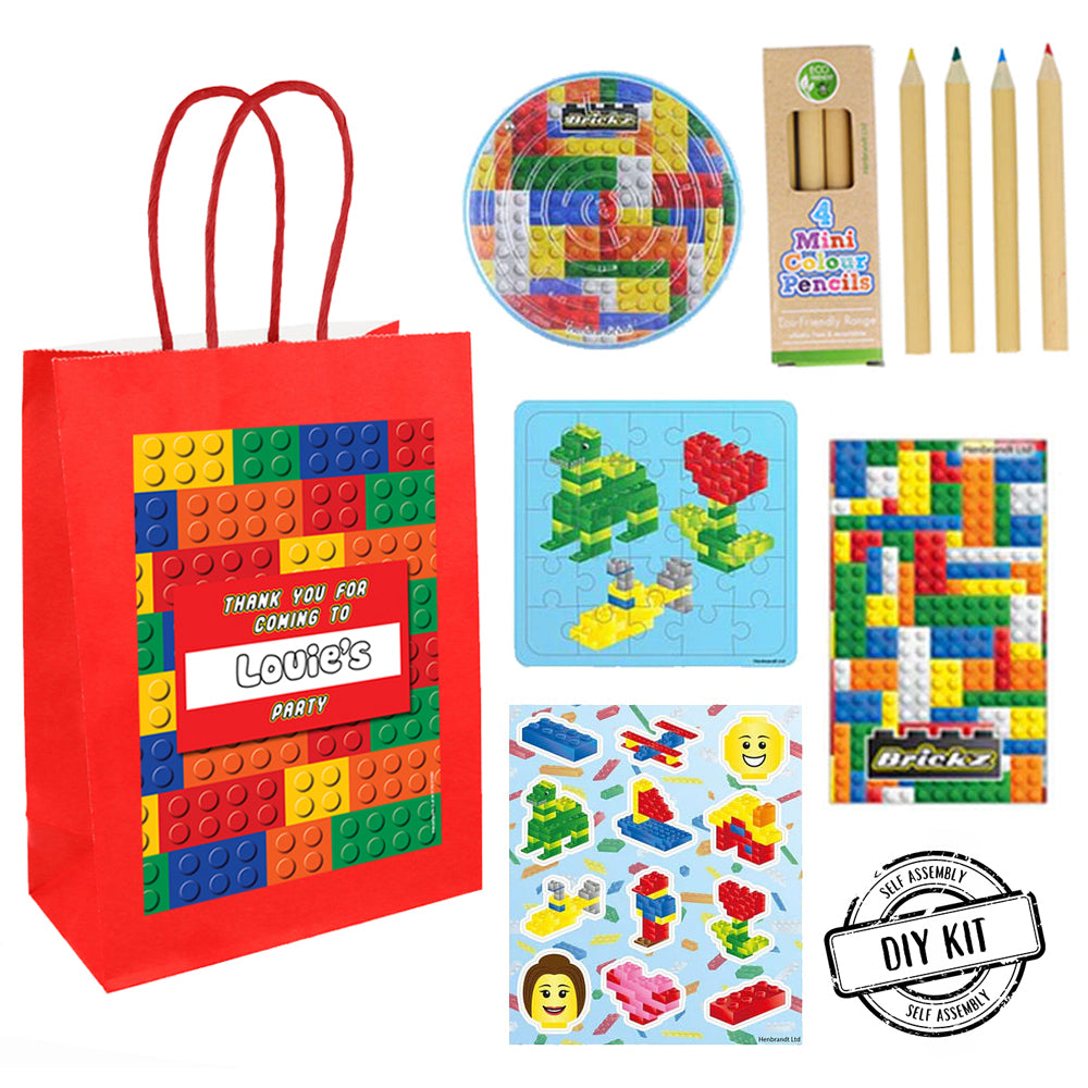 Building Blocks Personalised Party Bag - With Contents - Pack of 4