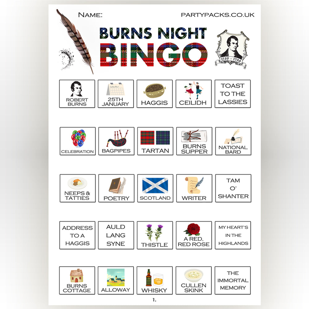 Burns Night Bingo Game - Pack of 14