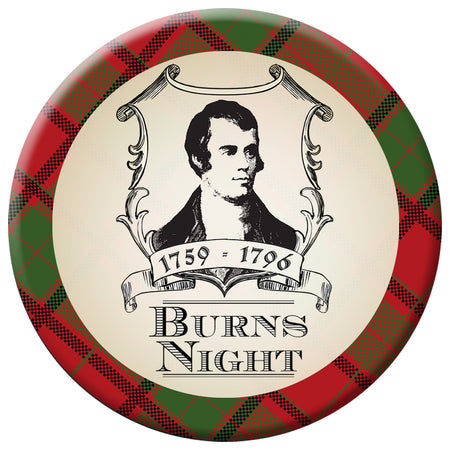 Burns Night Red Tartan Badge - 58mm - Each