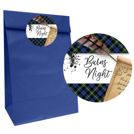 Burns Night Scroll Party Bags with Personalised Round Stickers - Pack of 12