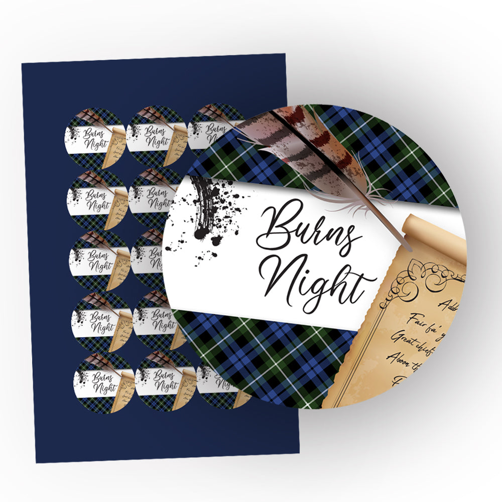 Burns Night Scroll Round Stickers - 5cm - Pack of 15