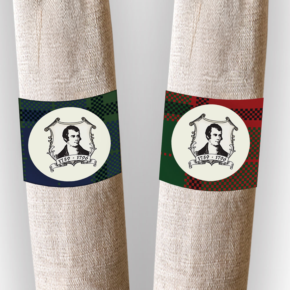 Burns Night Tartan Paper Napkin Rings - Pack of 16