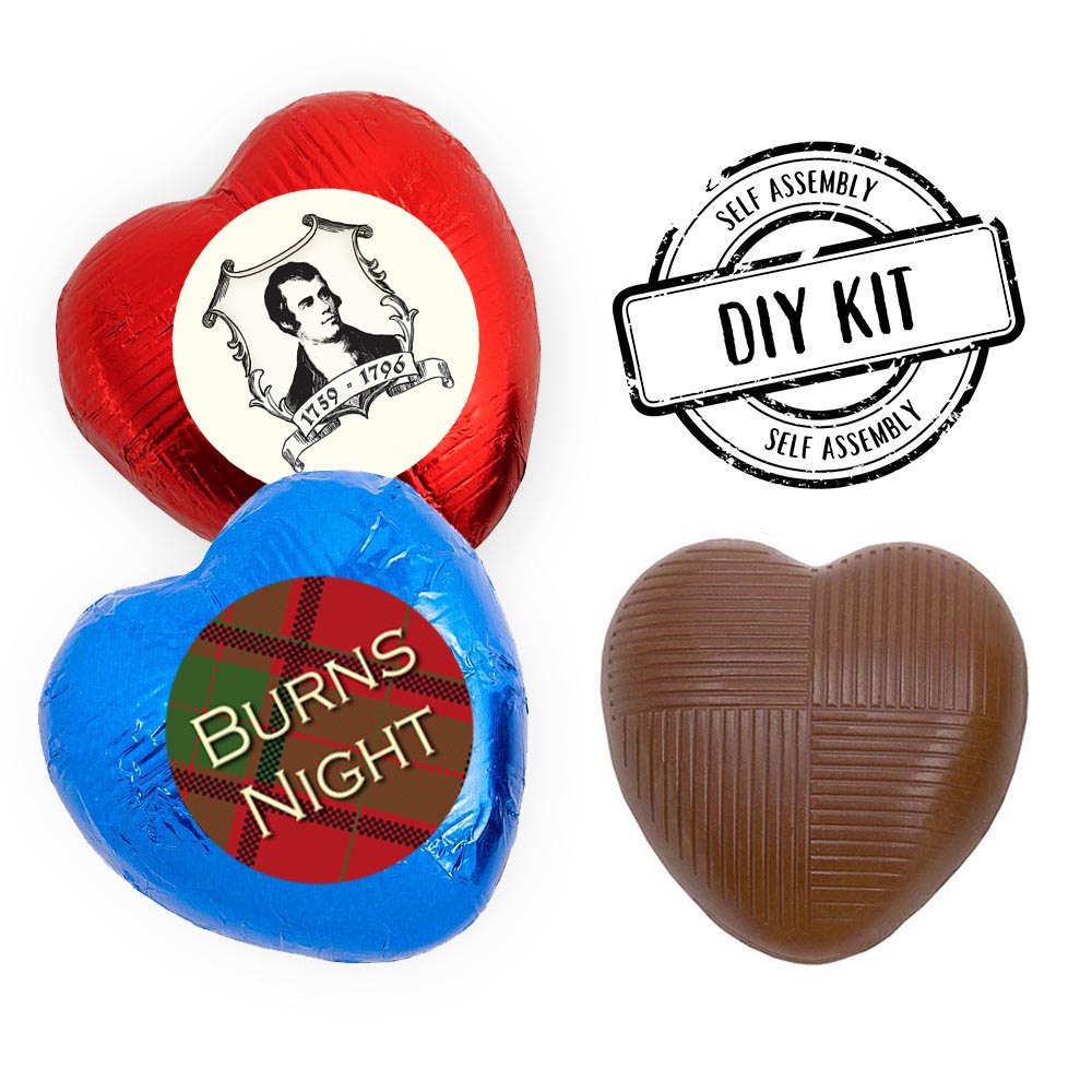 Burns Night Heart Chocolates Kit - Pack 24