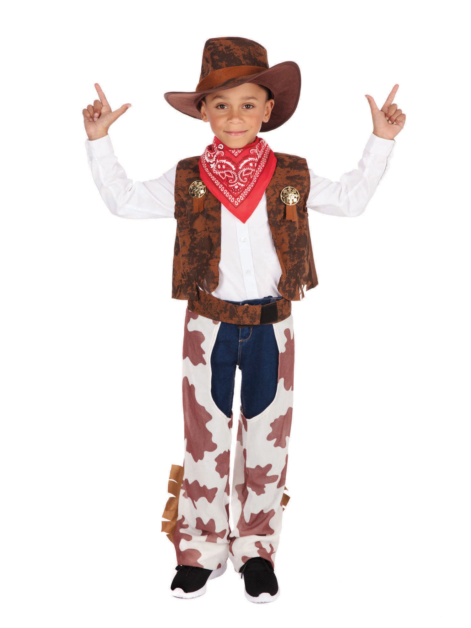 Cowboy Costume With Cowprint Chaps