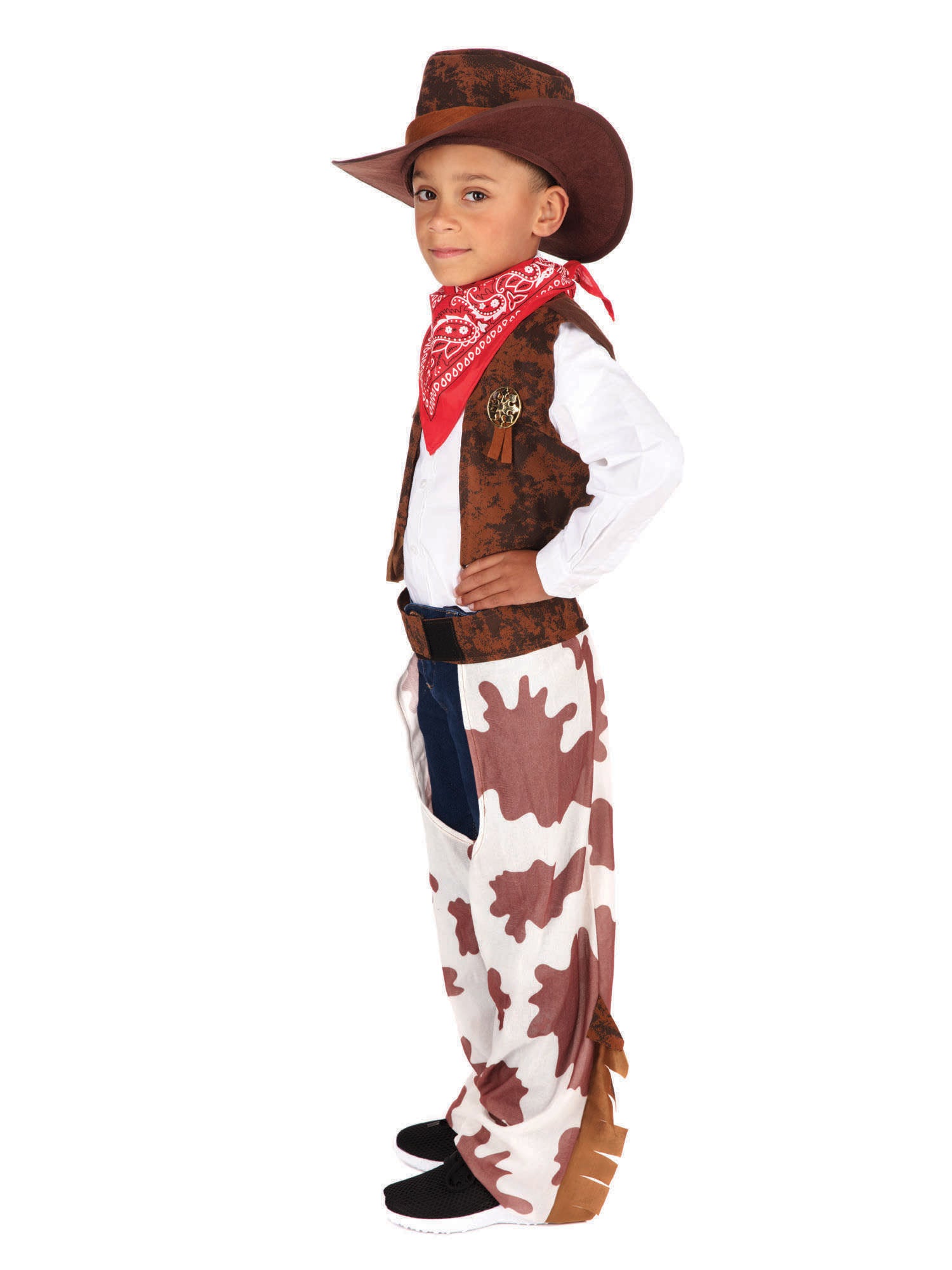 Cowboy Costume With Cowprint Chaps