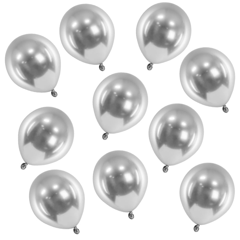 Silver Metallic Mini Latex Balloons - 5" - Pack of 10