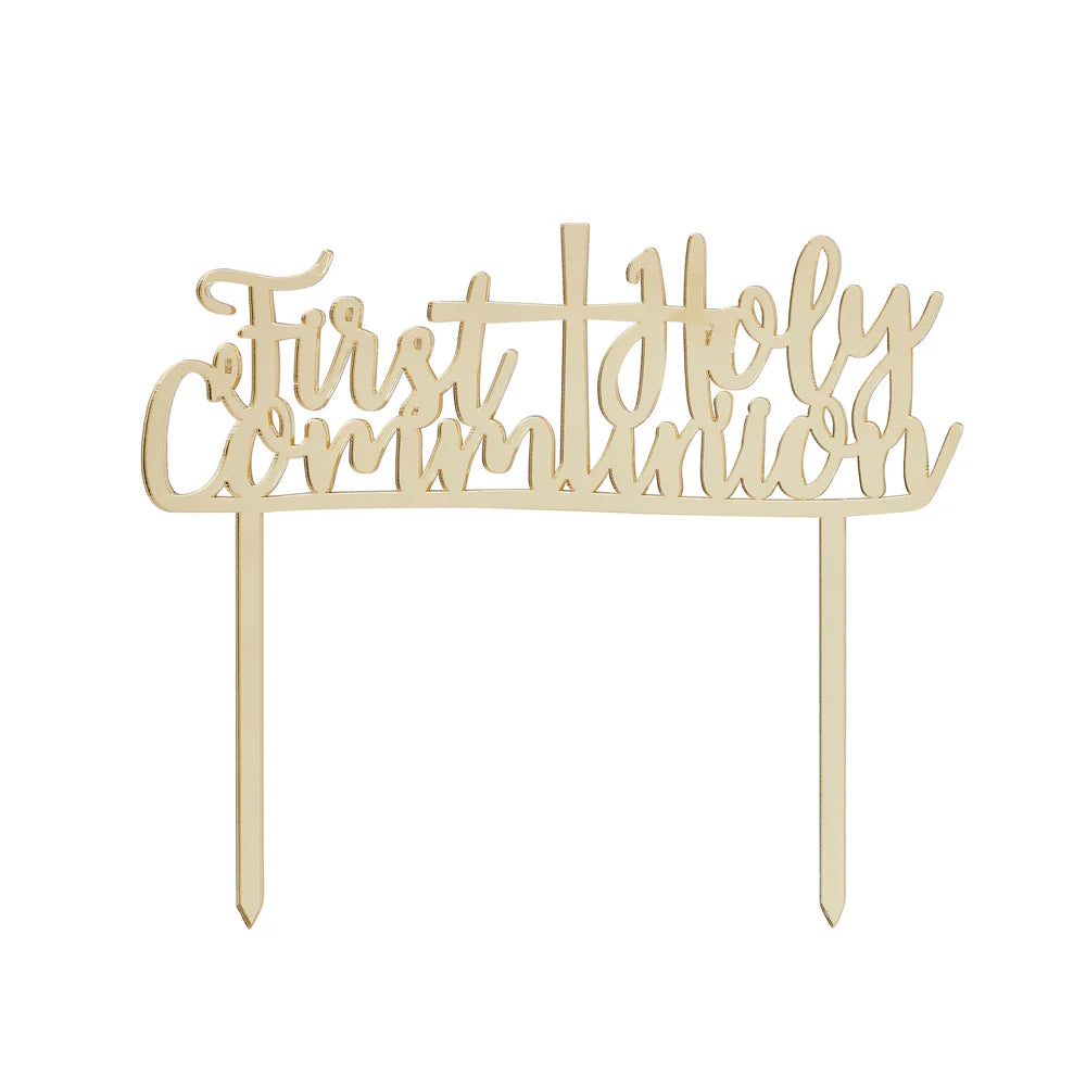 First Holy Communion Gold Cake Topper - 17cm