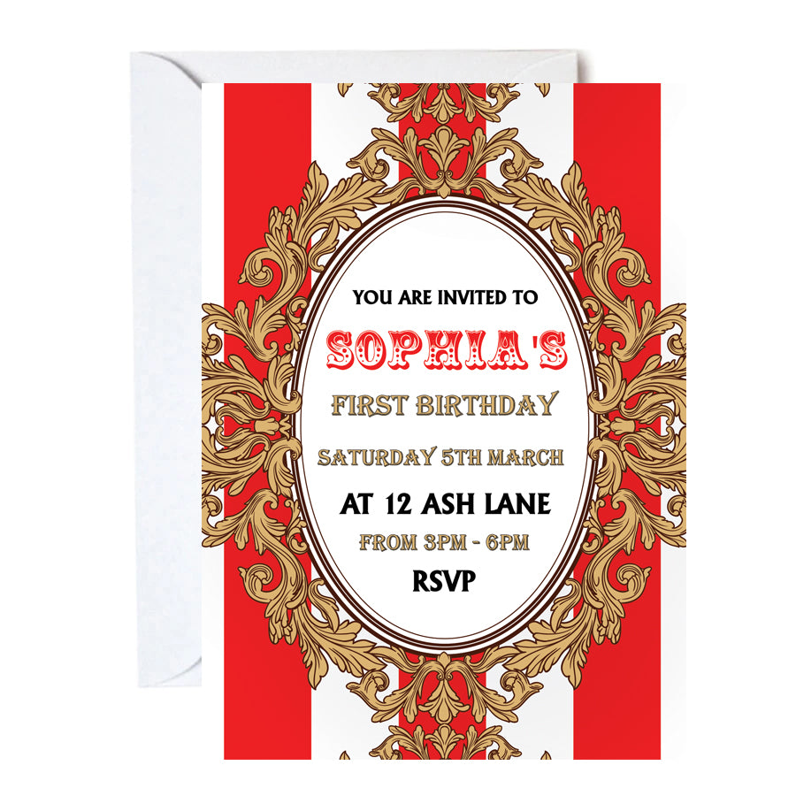 Circus Personalised Invitations - Pack of 16