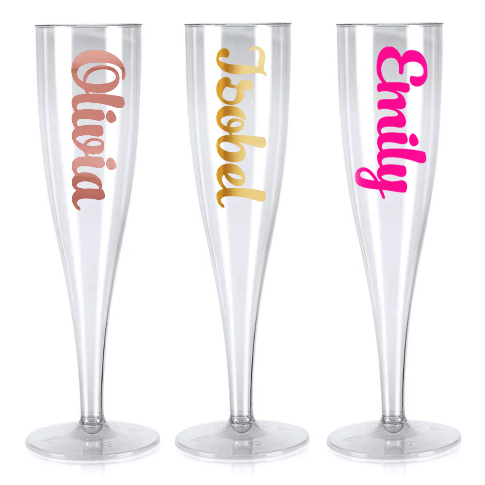 Clear Personalised Name Champagne & Prosecco Flute Glass - Choose Your Text Colour - 175ml - Each