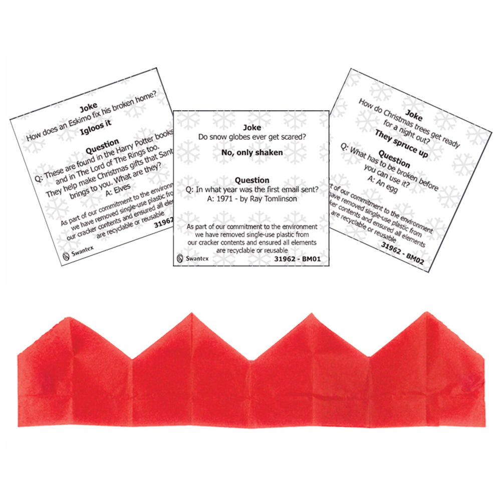 Red and Green Star Christmas Crackers - Plastic-Free - 9" - Each