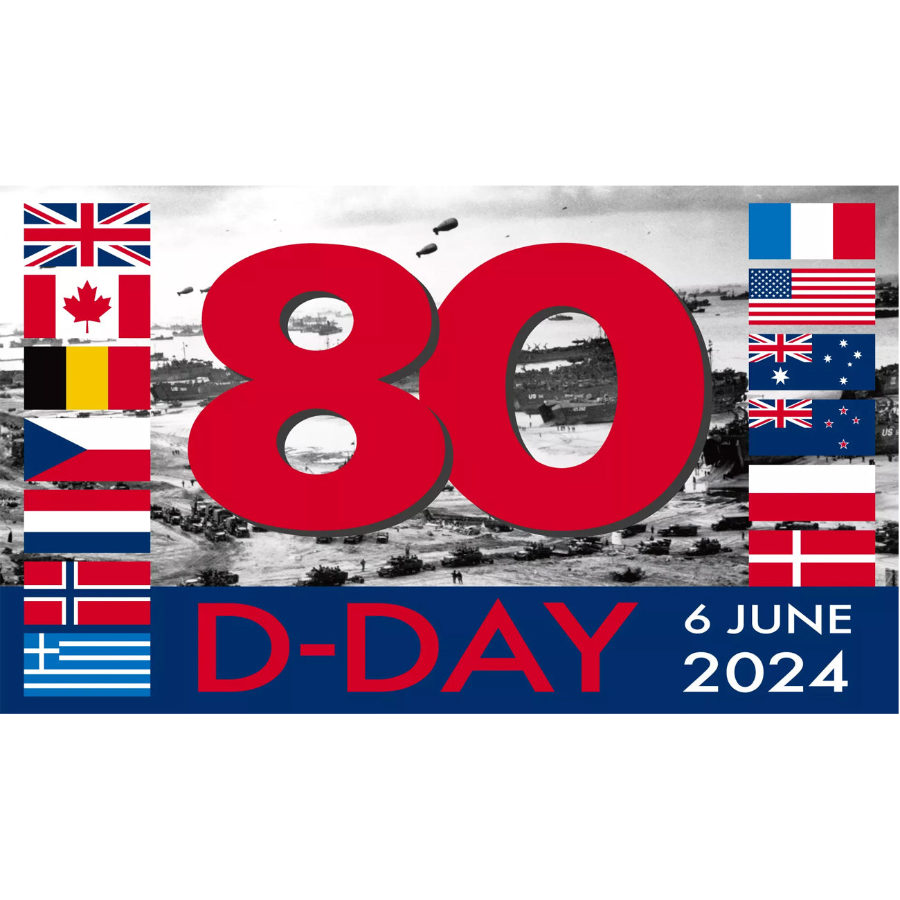DDay 80th Anniversary Banner Decoration 1.2m Party Packs
