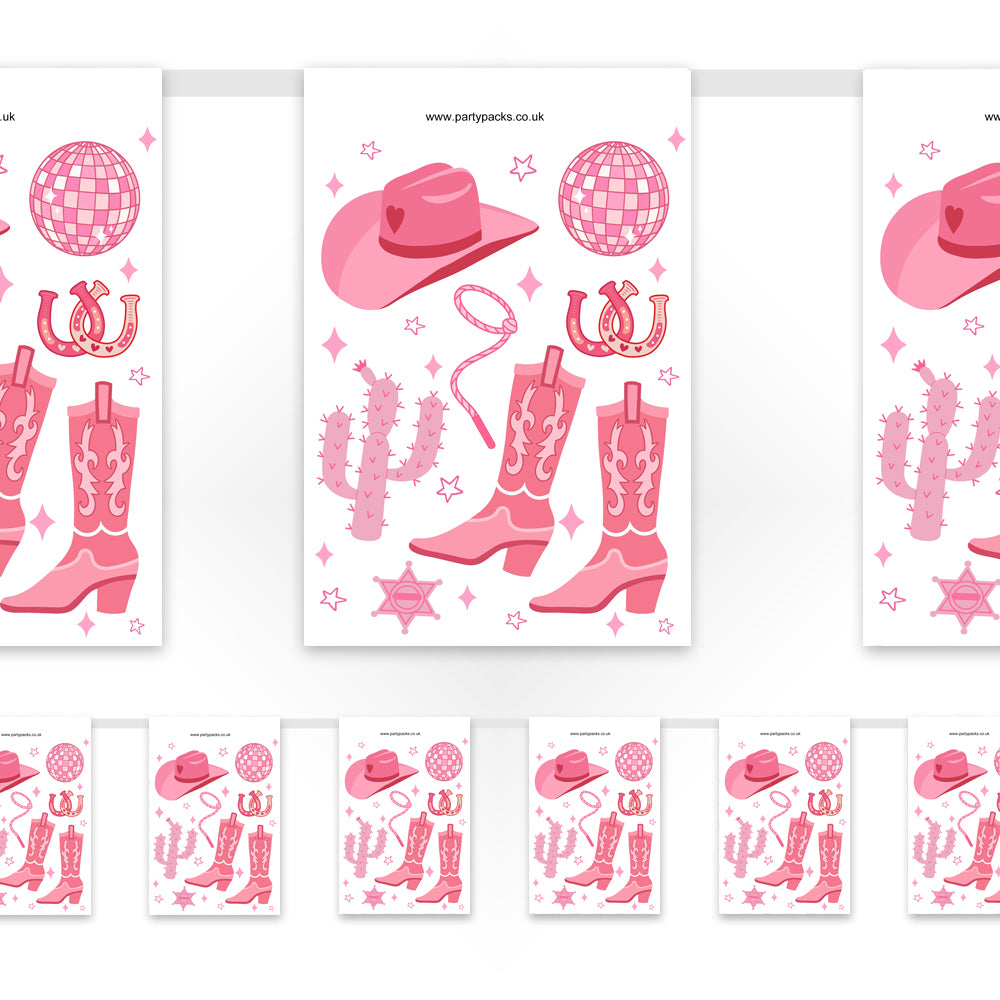 Pink Cowgirl Wild West Paper Bunting - 2.4m