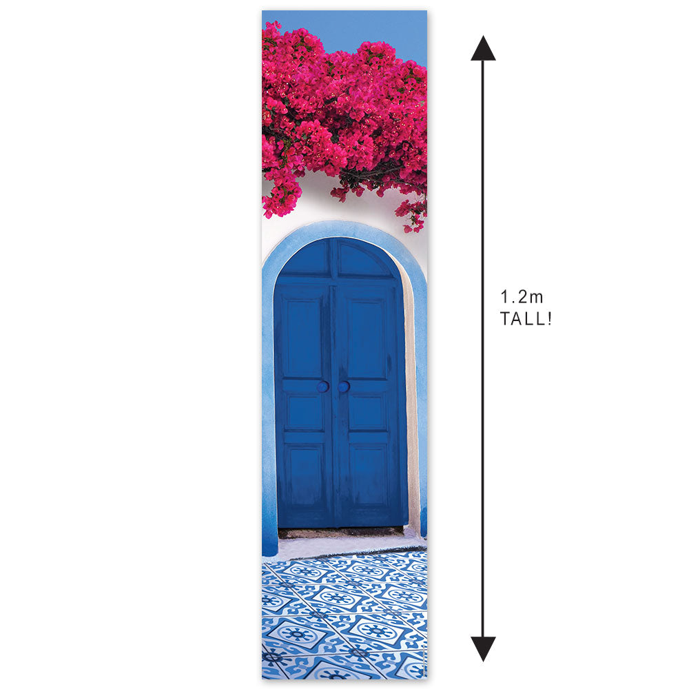 Greek Island Blue Door Portrait Banner - 30cm x 120cm