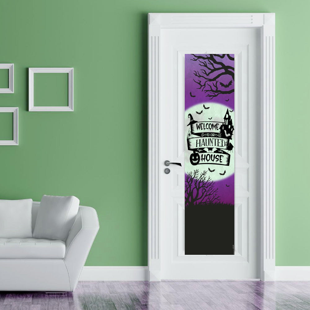 Welcome To Our Haunted House Halloween Paper Door Banner - 1.2m