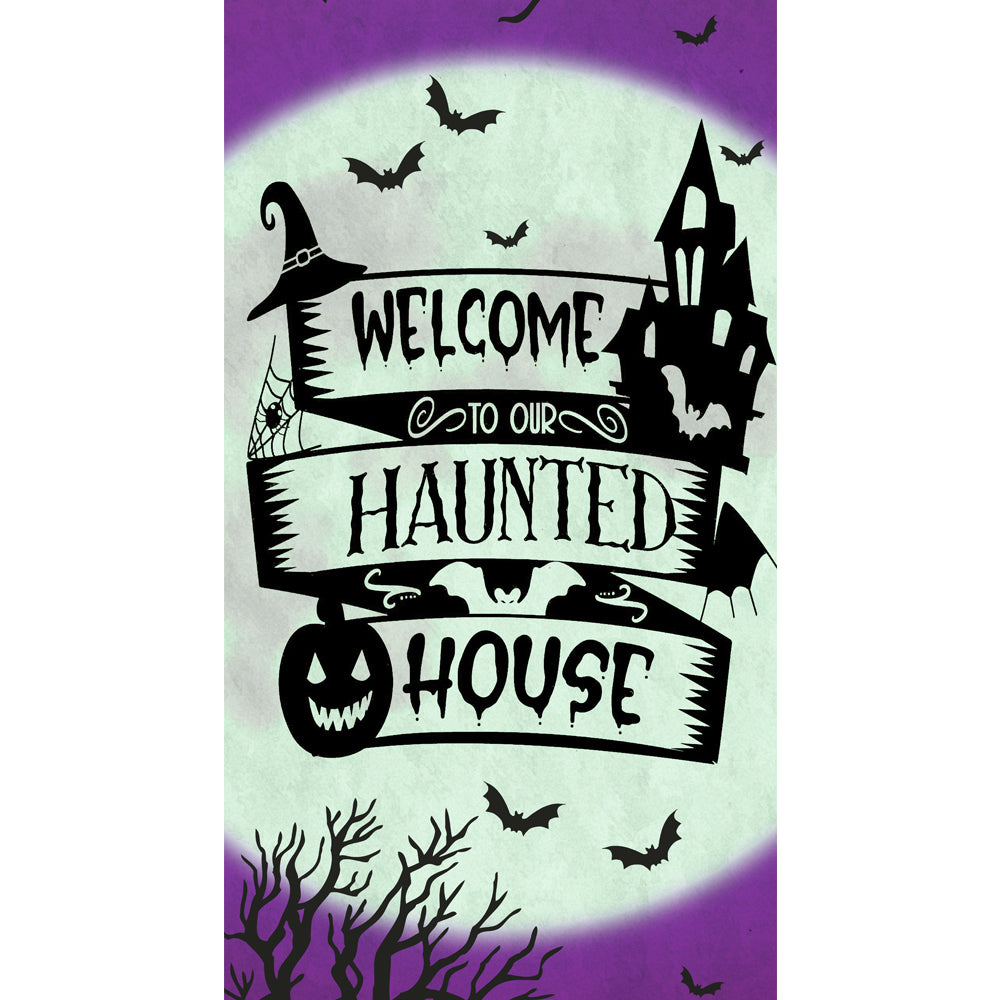 Welcome To Our Haunted House Halloween Paper Door Banner - 1.2m