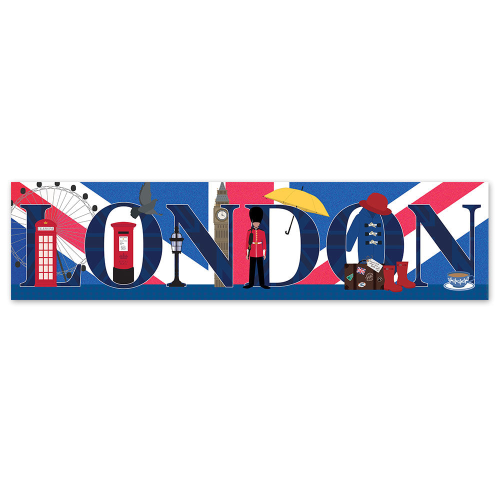 London Landmarks Text Landscape Banner - 120cm X 30cm