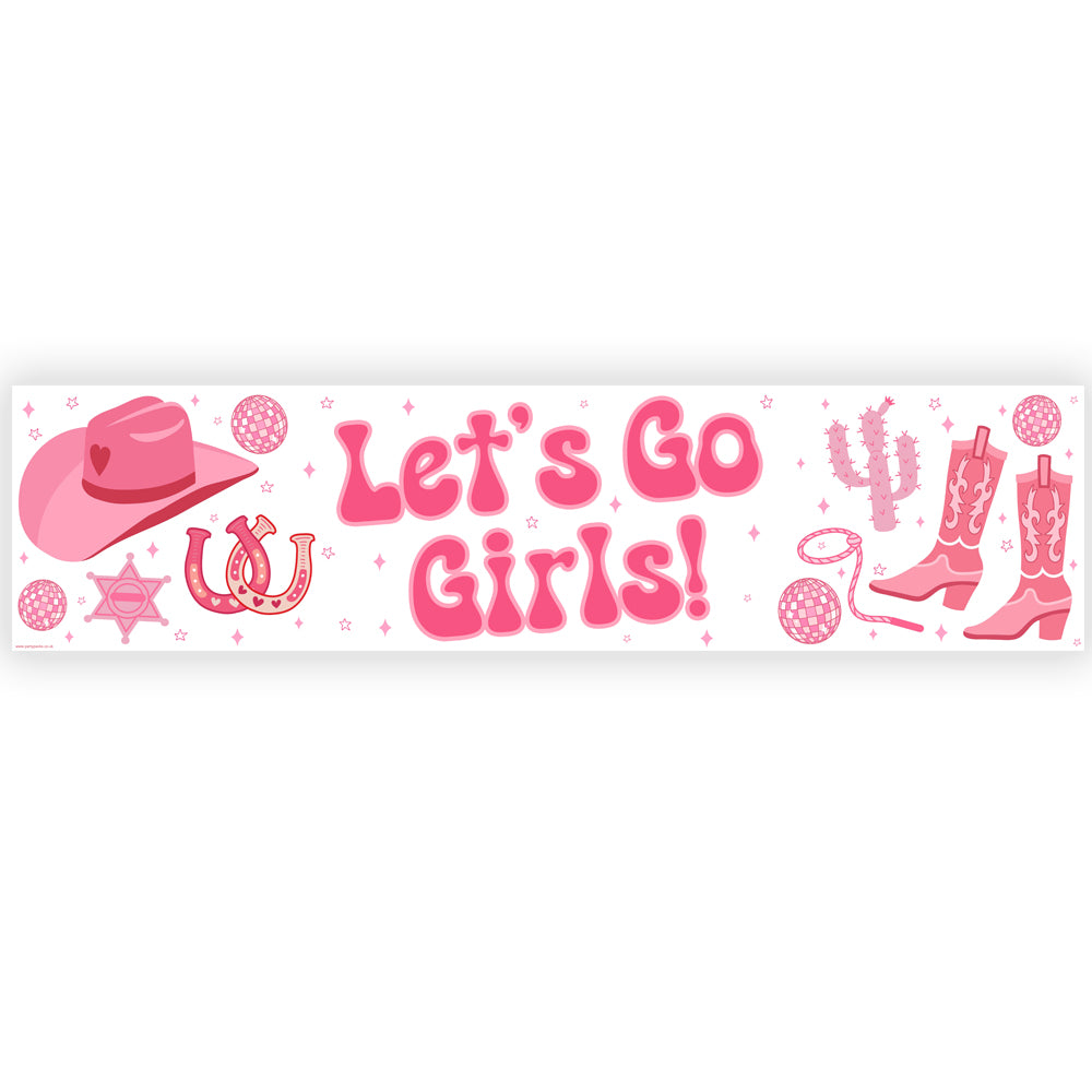 Pink Cowgirl Wild West Paper Banner - 1.2m