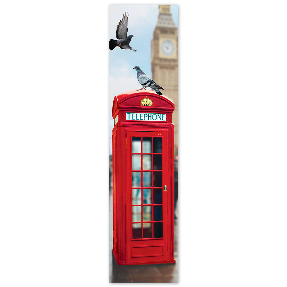 London Telephone Box & Pigeon Portrait Banner - 120cm X 30cm