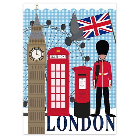 London Bear Landmarks Portrait Poster - A3