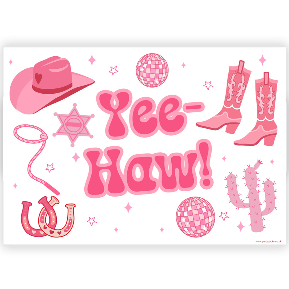 Pink Cowgirl Wild West Poster - A3