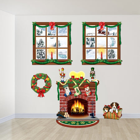 Christmas Window & Fireplace Wall Decorations - 1.24m - Pack of 5