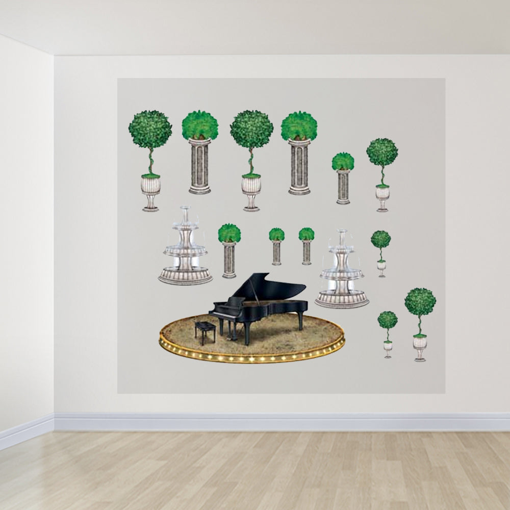 Grand Piano, Fountain & Plant Decor Wall Decorations - 1.18m - Pack of 15