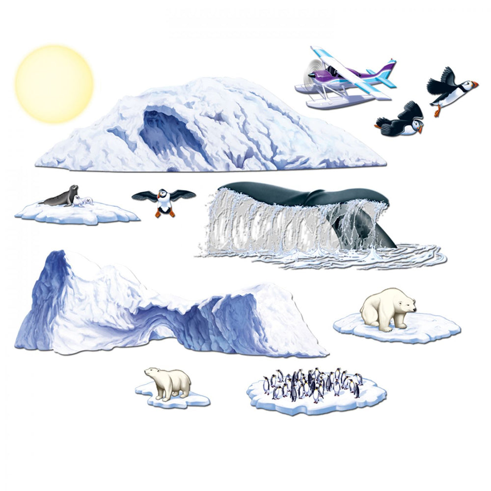 Arctic Animals & Iceberg Wall Decorations - 1.5m - Pack of 12