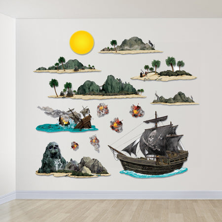 Pirate Ship & Island Wall Decorations - 1.04m