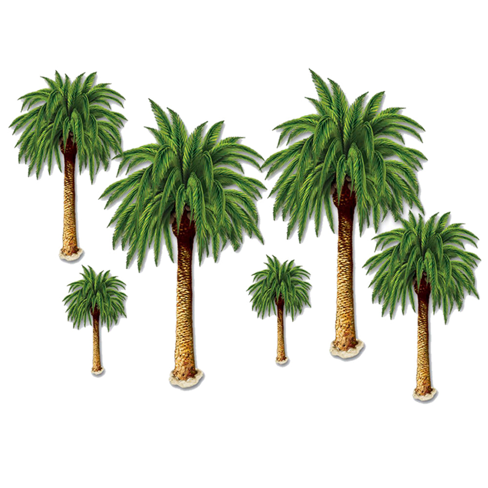 Palm Tree Wall Decorations - 1.22m - Pack of 6v