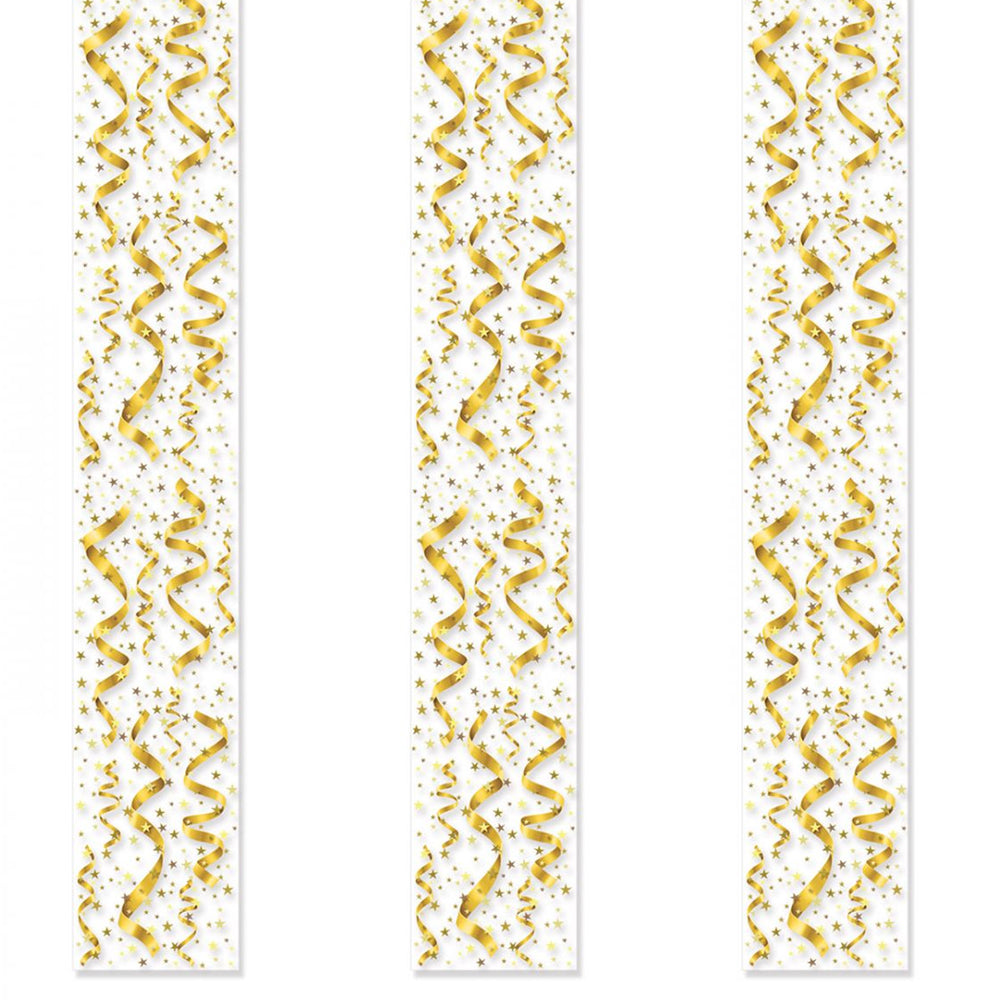 Gold Confetti Hanging Backdrop Decorations - 1.8m - Pack of 3