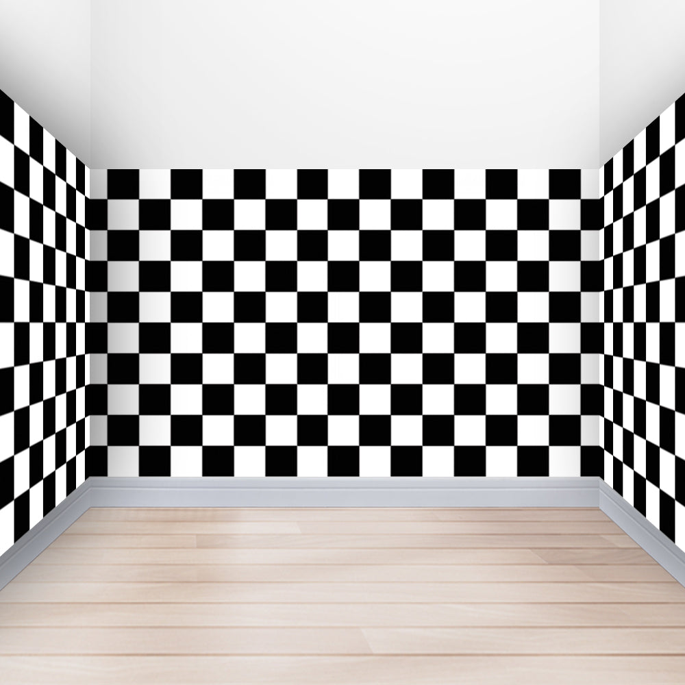 Checkered Black & White Backdrop Decoration - 9.1m