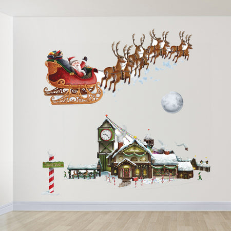 Santa's Sleigh & Workshop Christmas Wall Decorations - 1.57m