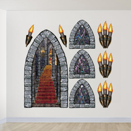 Stairway, Window & Torch Wall Decorations - 1.52m - Pack of 9