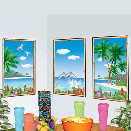 Tropical View Window Wall Decorations - 83cm - Set of 3