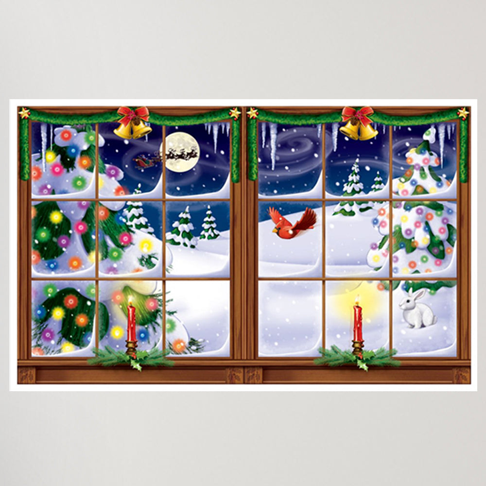 Snowy Christmas Backdrop Decoration - 1.57m