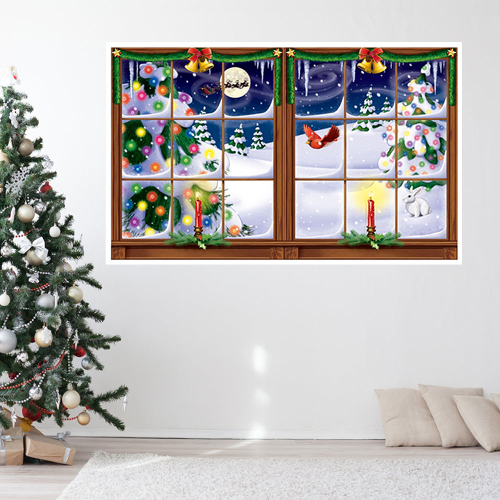 Snowy Christmas Backdrop Decoration - 1.57m