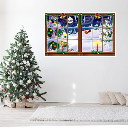 Snowy Christmas Backdrop Decoration - 1.57m