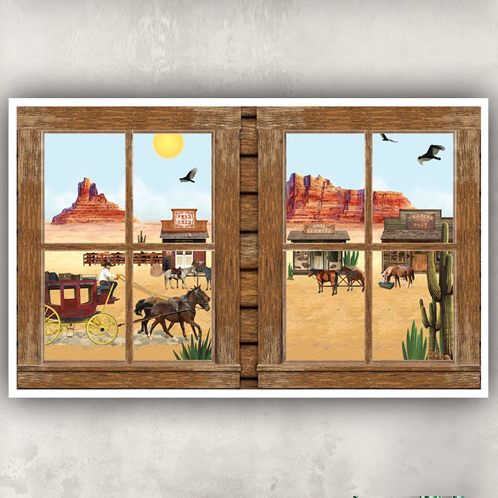 Wild West Saloon Window Backdrop Decoration - 1.57m