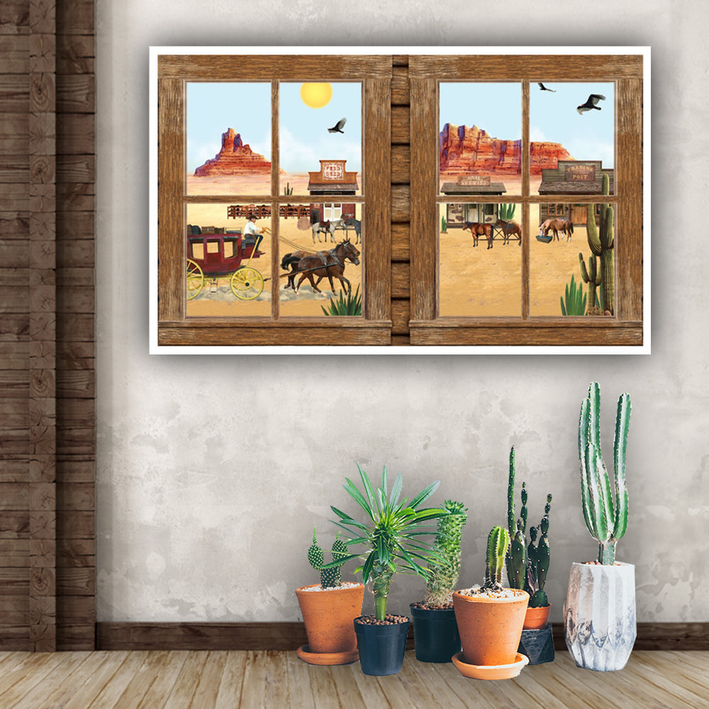 Wild West Saloon Window Backdrop Decoration - 1.57m