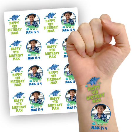 Dinosaur Personalised Temporary Tattoos - Pack of 16