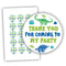 Dinosaur Thank You For Coming To My Party Round Stickers - 5cm - Sheet of 15