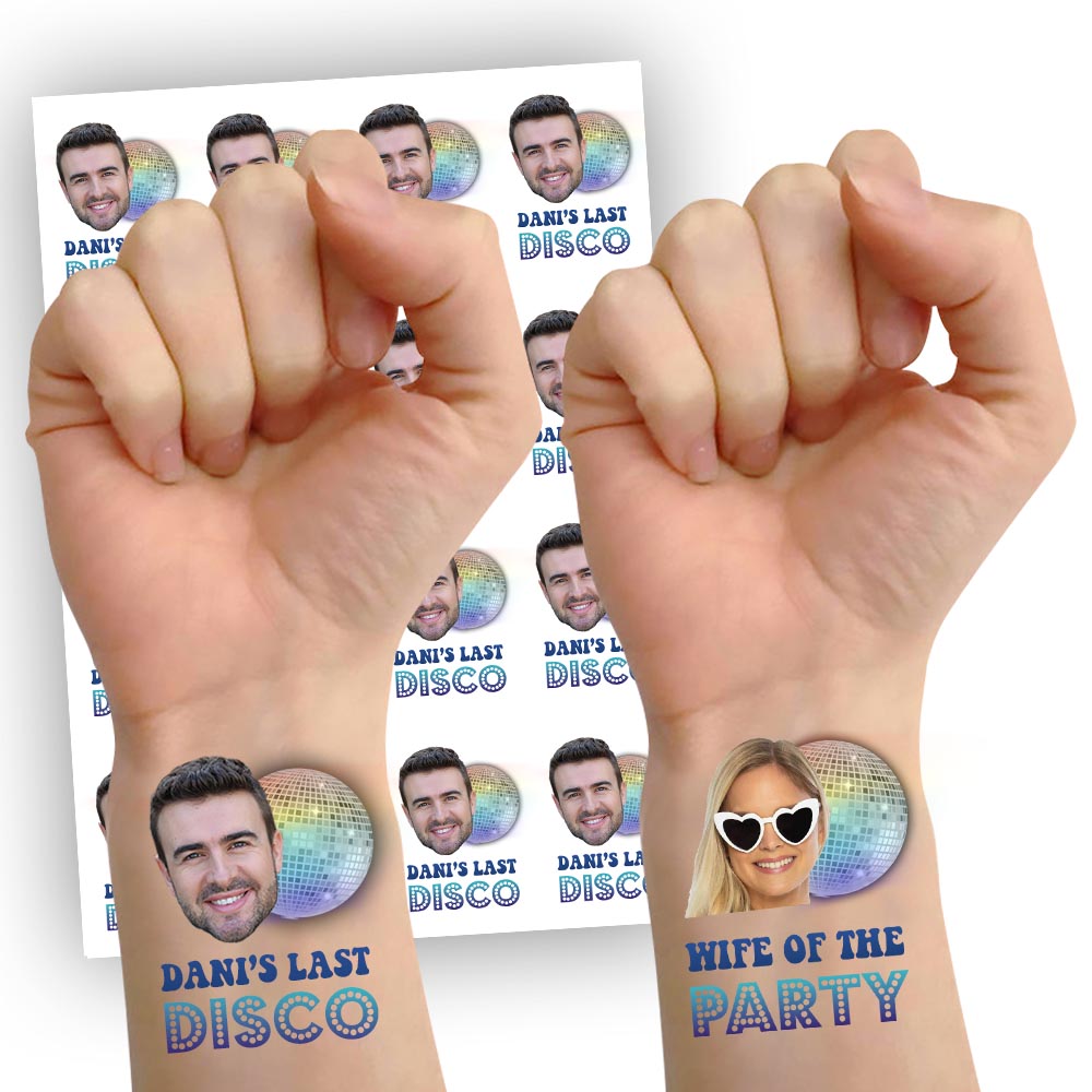 Disco Personalised Temporary Tattoos - Pack of 16