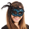 Blue & Black Lace Feather Masquerade Eye Mask